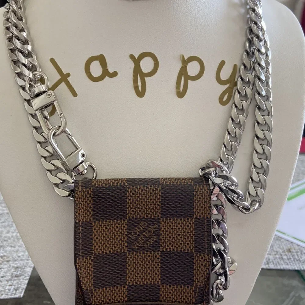 LV Epi Cigarette Case impeccable condition with new silver chain in original box